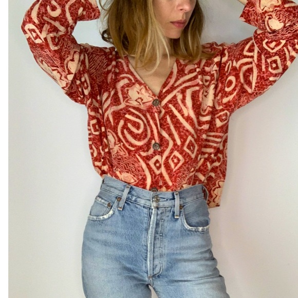 Vintage Boho Batik Silk Crop Top - Picture 9 of 15